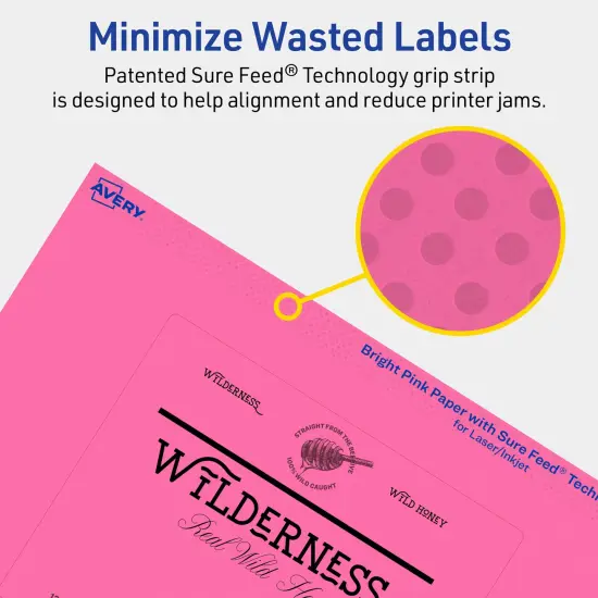 Avery Bright Pink Paper Labels, 4" x 5" Rectangle {4}
