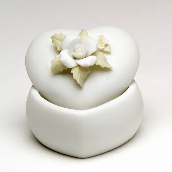 Ceramic Mini Size Heart Shape Jewelry Box with Pink Rose, Home Décor, Gift for Her, Mom, Nature Lover Gift, Wedding Gift, Vanity Decor {3}