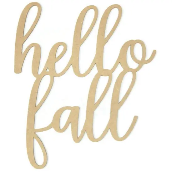 Hello Fall Script Wood Cutout {1}