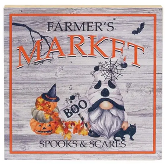 Wooden Halloween Block Decor Featuring Boo Gnome and Spooky Pumpkins {1}