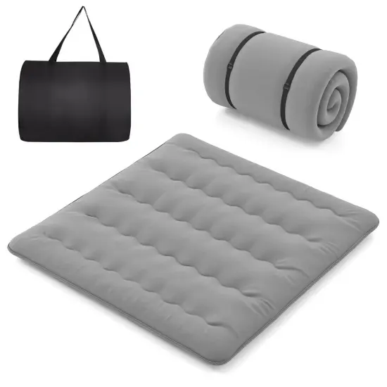 Costway Twin/Full/Queen/King Futon Mattress Japanese Floor Pad Washable Cover Carry Bag Grey {4}