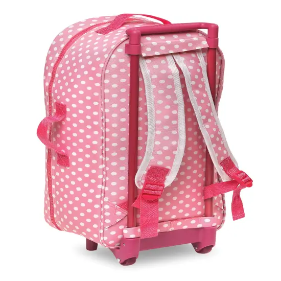 Badger Basket 3-in-1 Trolley Doll Carrier with Rocking Bed and Bedding - Pink/Polka Dot {5}