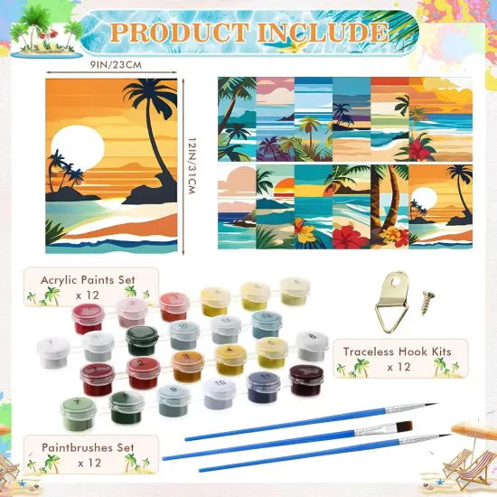 9 X12 Inch 12 Pack Paint by Number Kits Drawing Paintwork on Canvas Without Frame for Home Decor {2}