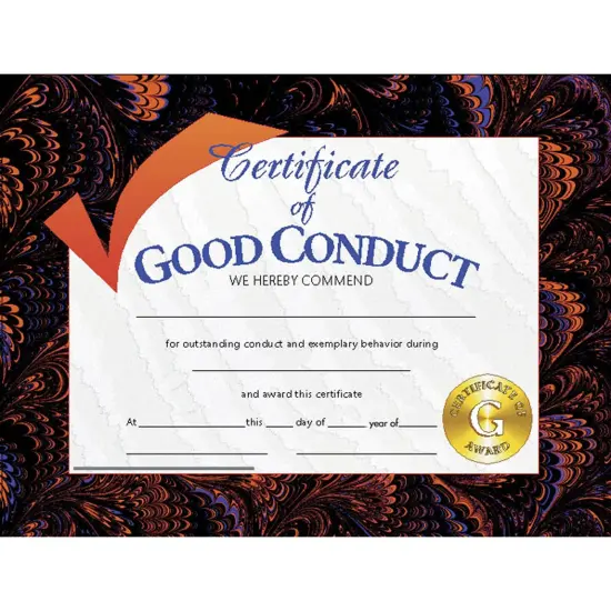 Certificate of Good Conduct, Pack of 30, 8.5" x 11" {1}