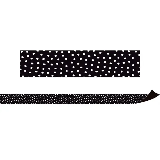 Black with White Painted Dots Magnetic Border, 24 Feet {1}