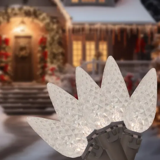 Northlight LED Faceted C6 Christmas Lights - Warm White - 23' Brown Wire - 70ct {1}