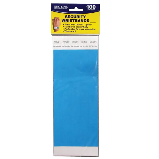 DuPont&trade; Tyvek&reg; Security Wristbands, Blue, Pack of 100 {1}