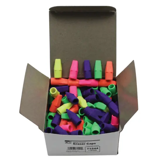 Pencil Eraser Caps, Latex Free, Assorted Colors, 144/Box {1}