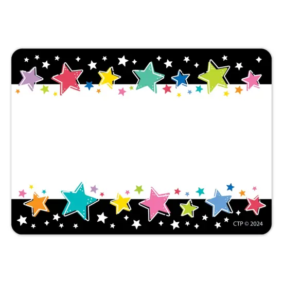 Colorful Stars On Black Labels Star Bright {1}