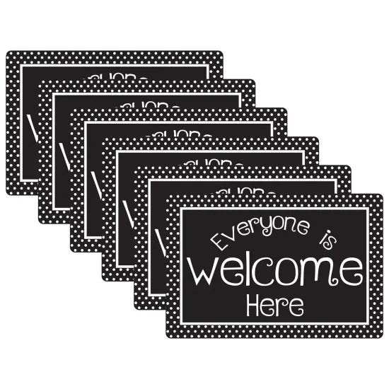 Computer Mouse Pad, 8" x 10", Everyone is Welcome Here, BW Dots, Pack of 6 {1}