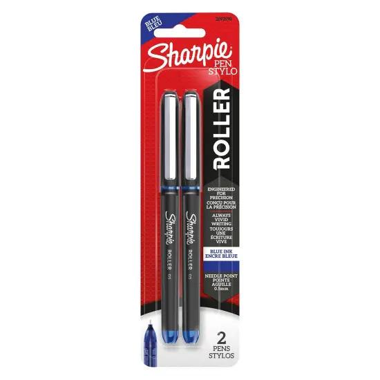 Sharpie Rollerball Pen, Needle Point (0.5mm), Blue Ink, 2 Count {1}