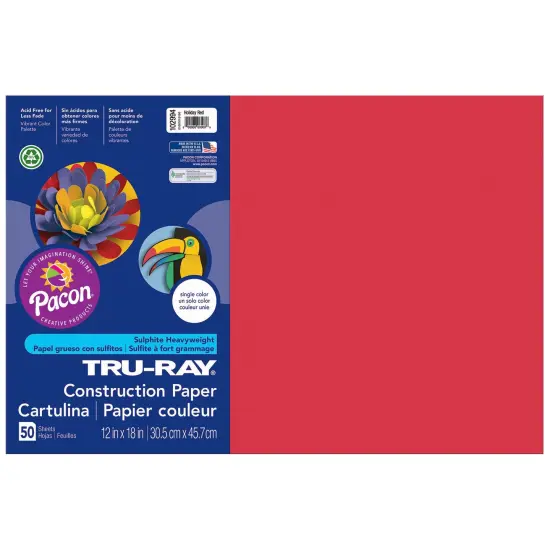 Construction Paper, Holiday Red, 12" x 18", 50 Sheets {1}