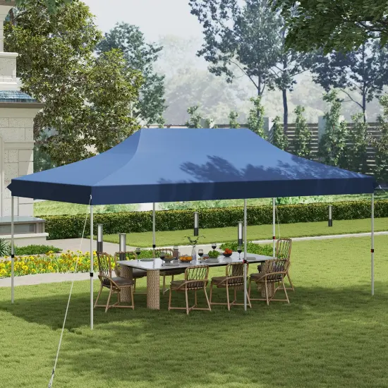 Oxford Pop-Up Canopy Tent with UV and Height Adjustments Blue {3}