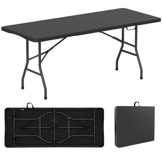HDPE Folding Table with Metal Legs, Portable and Weatherproof Grey {7}