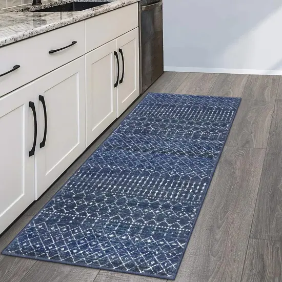 Moroccan Washable Runner Rug 2x6, Non Slip Hallway Runners No Shedding, Soft Low Pile Carpet Rugs for Hallway, Kitchen, Entryway, Bedroom - Blue {2}