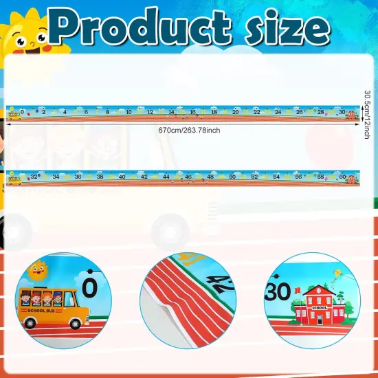 2 Pcs Kids Number Line Floor Mats 0-30 31-60 Number Mats 22 ft x 12 Inch {2}