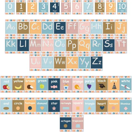 61Pcs Boho Alphabet Number Bulletin Board Set for Classroom Wall Decoration {3}