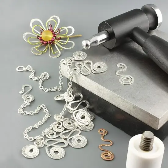 The Beadsmith Whammer Interchangeable Hammer - Patent Protected Wire Jewelry Hammer - Two Interchangeable Heads- Textured Handle - Used for Flattening, Spreading & Hardening {2}