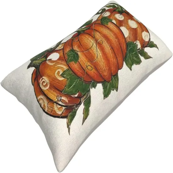 2 Orange PumpkinThrow Pillow Covers Outdoor Decor (Three Orange Pumpkin) {6}