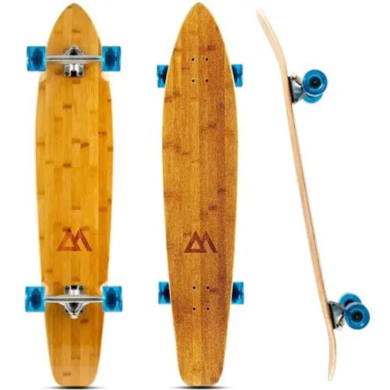 Magneto 44-inch Kicktail Cruiser Longboard Skateboard - Bamboo & Hard Maple Deck - Ideal for Commuting, Cruising, Carving, Downhill Riding - Suitable for Ages 3-14 (Blue) {1}
