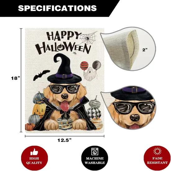 12x18 Inch - Golden Retriever Happy Halloween Garden Yard Flags(Golden Retriever) {1}