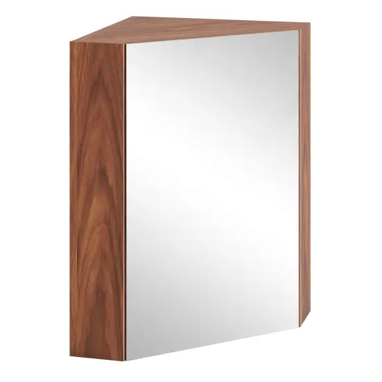 Corner Medicine Cabinet with Mirror with Open Mirror Door and Adjustable Shelf White {8}