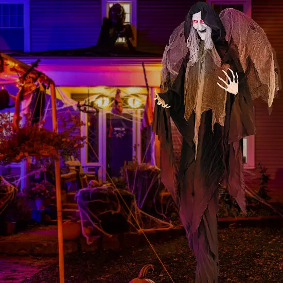 8.2 ft Halloween Standing Witch with Lighted Eyes and Automatic Wing Movement {5}