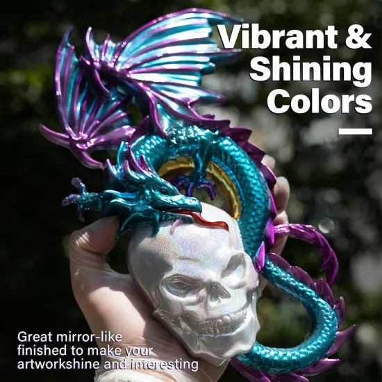 LET'S RESIN Chrome Powder, 10 Colors Metallic Mirror Effect Chrome Powder for Nail, Holographic Pigment for Epoxy Resin, Slime, Crafting, Oil Painting {3}