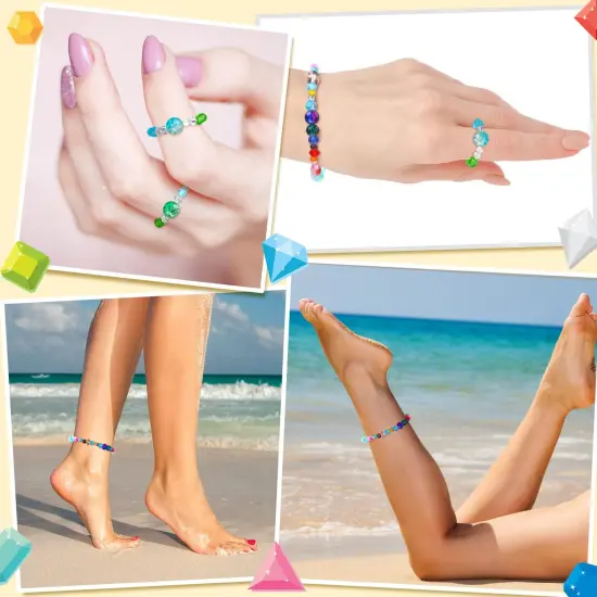 1300 Pieces Crystal Beads for Jewelry Making Crackle Glass Beads Faceted Crystal Glass Beads Bicone Crystal Beads Loose Beads Sparkly Beads for Bracelets Necklace Pendants Making Supplies {2}