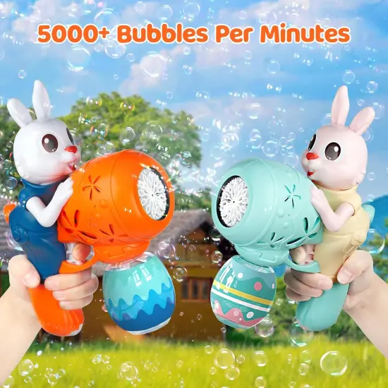 Bubble Guns for Toddlers,2pcs Rabbit Bubble Machine for Kids,Automatic Bubble Blower with 10 Bubble Solutions {2}