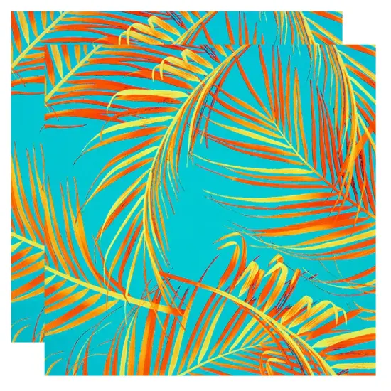 Palm Leaves Burnout Printed Spandex Fabric Multicolor {5}