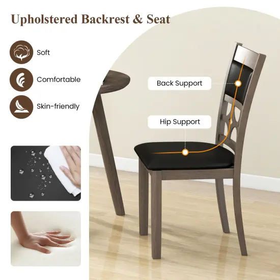 Upholstered Dining Chair Set of 2 with Padded Backrest and Seat-Gray {4}