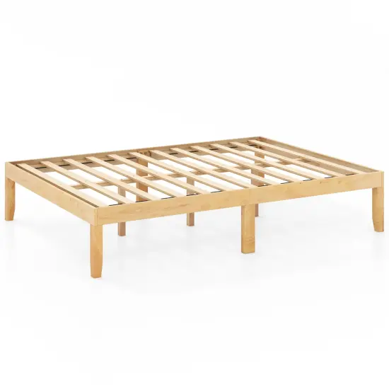 Full Size Bed Frame with Wooden Slats Support and Rubber Wood Legs Perfect for Dorm Room Natural {3}