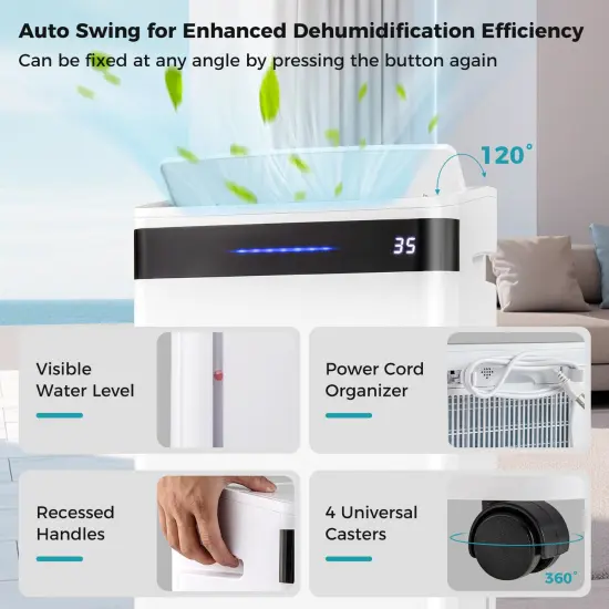 4500 Sq. Ft 57 Pint Dehumidifier for Home and Basement-White {4}