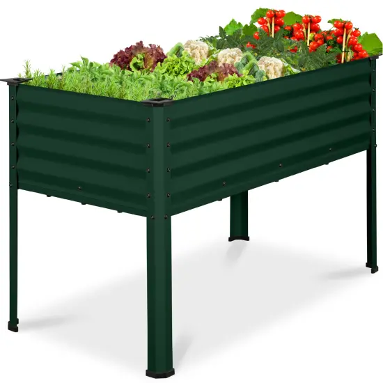 Best Choice Products 48x24x30in Elevated Galvanized Metal Garden Bed w/ Corner Protectors Dark Green {1}