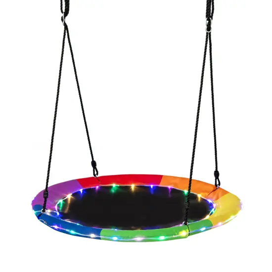 LED Lights Saucer Tree Swing for Kids Navy {8}