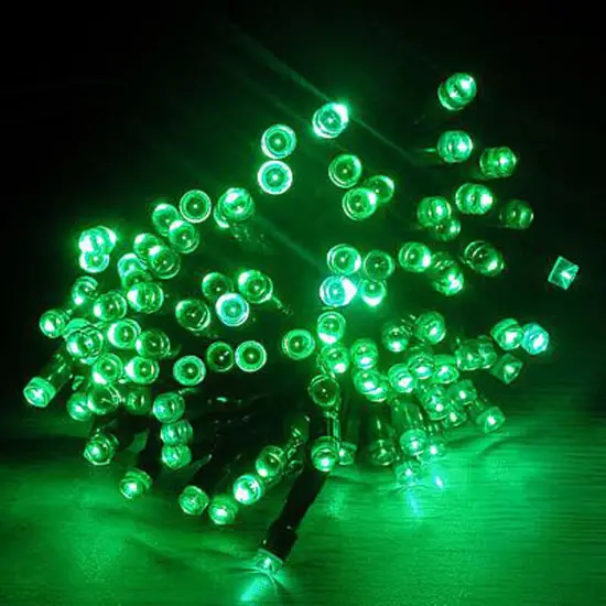 100 LED 32ft Solar Powered Outdoor String Light Green {2}
