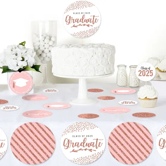 Big Dot of Happiness Rose Gold Grad - 2025 Graduation Party Giant Circle Confetti - Party Decorations - Large Confetti 27 Count {6}