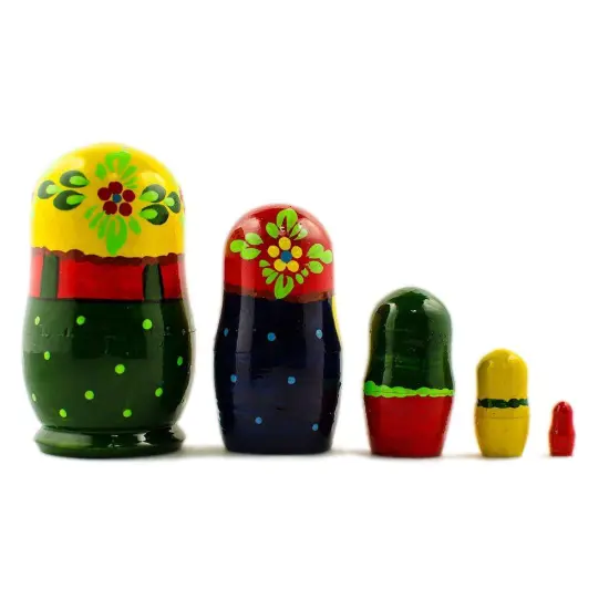 Set of 5 Yellow Scarf Nesting Dolls 4 Inches {3}