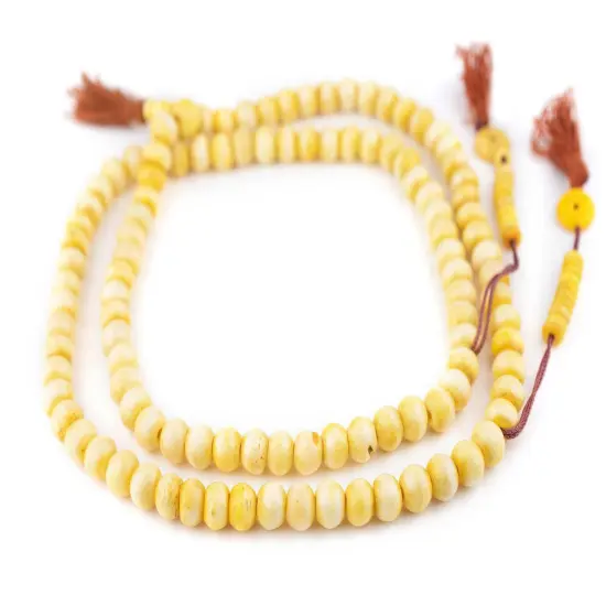 The Bead Chest Yellow Rustic Bone Mala Beads (10mm) {3}