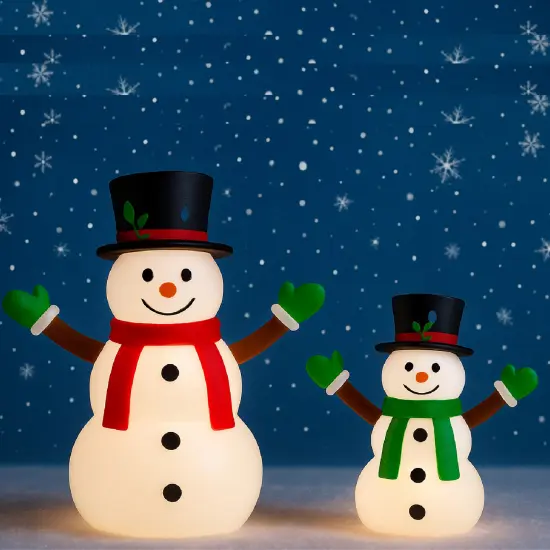 2 Piece Holiday Lighted Snowman Duo Pop-Up Christmas Decoration 42" & 28" {3}