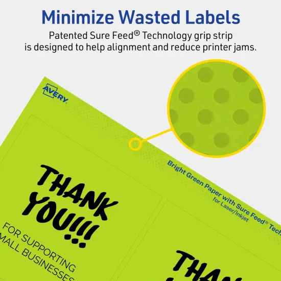 Avery Bright Green Paper Labels, 4" x 4" Square {4}