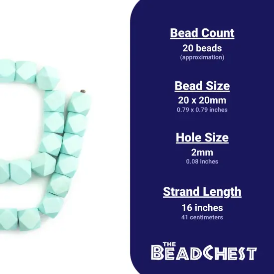 The Bead Chest Mint Green Cornerless Cube Wood Beads: 20mm Diamond Cut Natural Organic Beads for Jewelry Making {4}