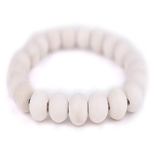 The Bead Chest Wood Stretch Bracelet, White - Stackable Beaded Jewelry, Unisex for Men & Women {1}
