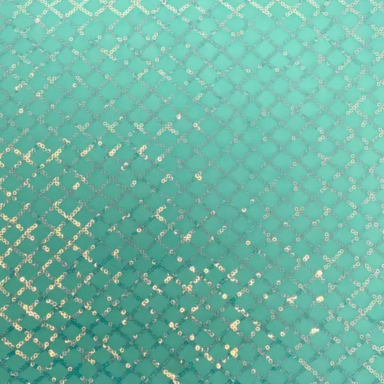 1 Yard Nina Stretch Mesh Sequin 4-Way Stretch Flair Mesh Sequin 58/60" Width Spring Green/Iridnt {1}