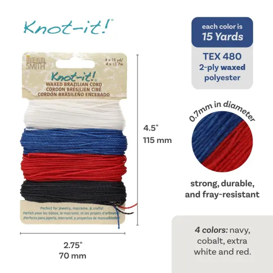 The Beadsmith Brazillian Waxed Cord Mix Americana {4}