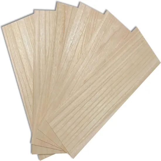 6 Pack Veneered MDF Double Sided Paulownia Wood,MDF Core,6.4mm 1/4th Inch, 5"x15" {4}
