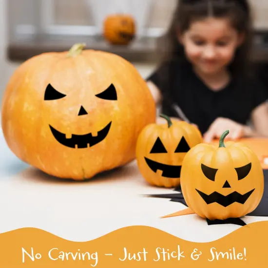 Wrapables Halloween Classic Pumpkin Face Stickers, DIY Halloween Pumpkin Decorating Stickers for Party Supplies, Favors, Trick or Treat (18 Sheets) {3}