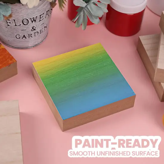 (12-Pack) - 4&rdquo; x 4&rdquo; Wooden Blocks for Crafts - 1-Inch Thick Square MDF Block {3}