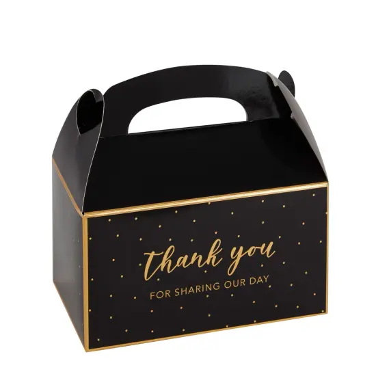 24-Pack 6.3 x 3.5 x 3.5-Inch Black Party Favor Gable Boxes, Thank You Gift Boxes for Birthday, Wedding, and Baby Shower Celebrations {6}